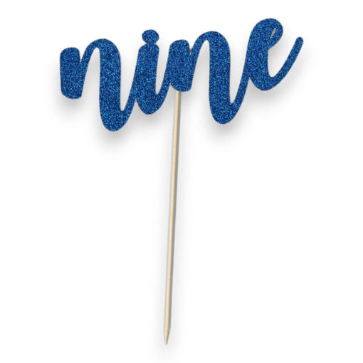Picture of NINE CAKE TOPPER BLUE GLITTER